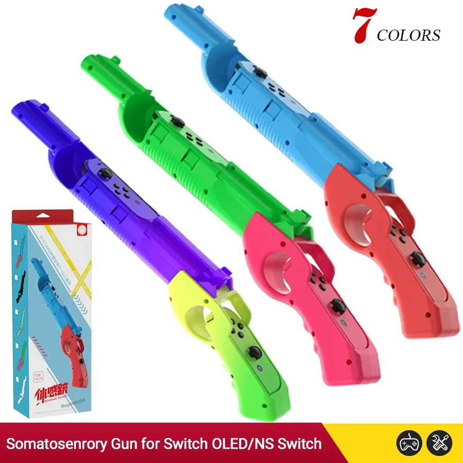 HeroAngel Schießspiel-Controller für Nintendo Switch OLED Joycons, Bewegungssteuerung Somatosensorische Pistole, Zubehör in Rot, Blau oder Multicolour - Bild 2