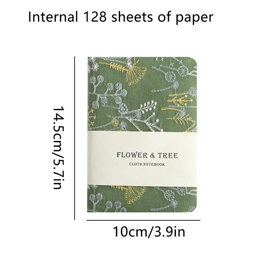 Happypilot A6 Stickerei Blume Notebook Softcover in Grün - Bild 2