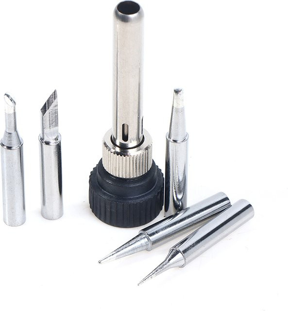 Hakko Lötstation Zubehör Set mit Kanüle Gehäuse und 5 Lötkolben Spitzen in Silber für ESD 852D 936 937D 898D 907 - Bild 1