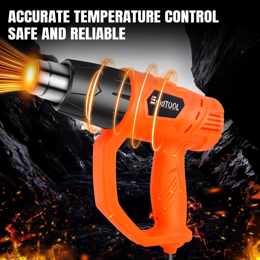 BRIEFNESS Heißluftpistole Set in Orange mit 2000W Leistung, 2 Temperaturstufen (300 °C - 600 °C) und 2 Luftstromgeschwindigkeiten inklusive 4 Düsen - Bild 4