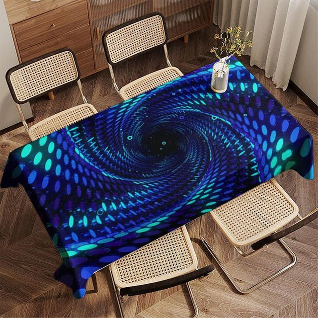 Wasserabweisende Tischdecke mit abstraktem Wellenmuster von JMG Household Supplies in Blau, Rechteckig, B: 100 cm, T: 140 cm - Bild 1