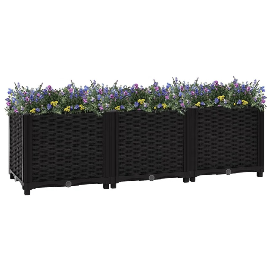 Hochbeet furnicato aus Polypropylen in Schwarz, B/T/H: 120 x 40 x 38 cm - Bild 2