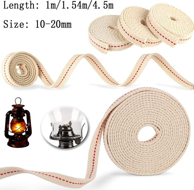 Geflochtener Baumwoll-Flachdocht für Öllampen und Laternen, 1 Rolle, Beige/Weiß, Breite: 1-2 cm - Bild 1