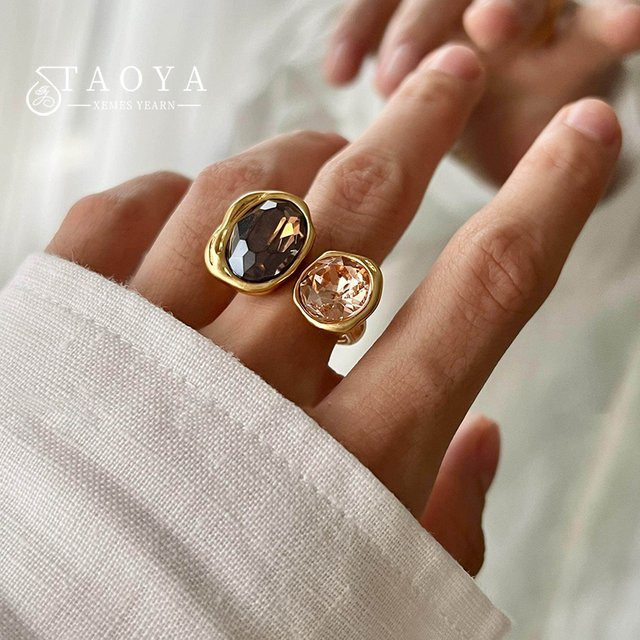 Taoya Ring, Gold, Kristall, Damen, Vintage - Bild 1