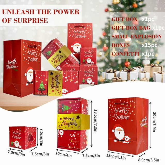 MEROCA Überraschungsbox mit Konfetti aus Pappe in Rot für Geburtstage, Hochzeiten und Jubiläen - Bild 1