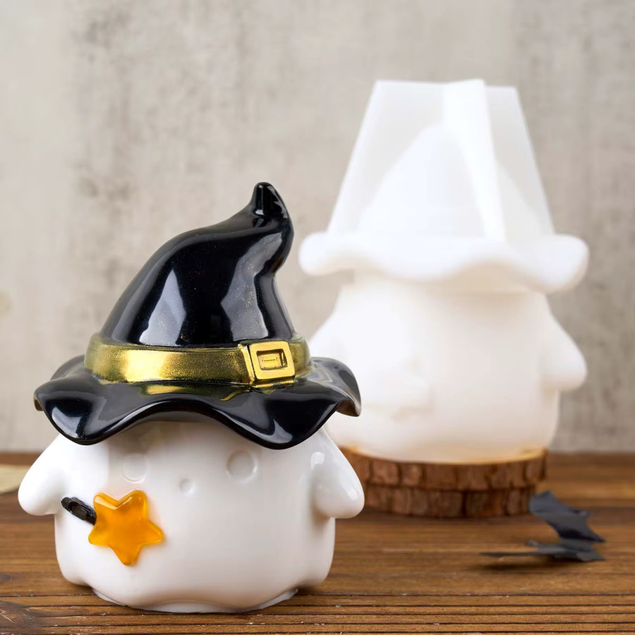 UDOCOOL Silikonform Geist und Hut für DIY Halloween Kerzen, Blumentöpfe oder Gipsarbeiten in Weiß - Bild 3