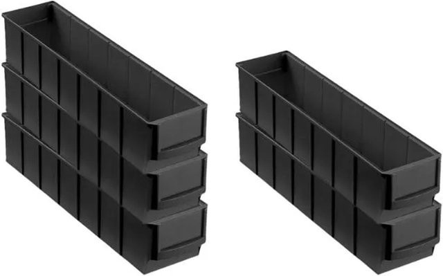 PROREGAL SparSet 5x Leitfähige Industriebox 400 S ESD Sortimentskasten, Schwarz, H x B x T: 8,1 x 9,1 x 40 cm - Bild 1