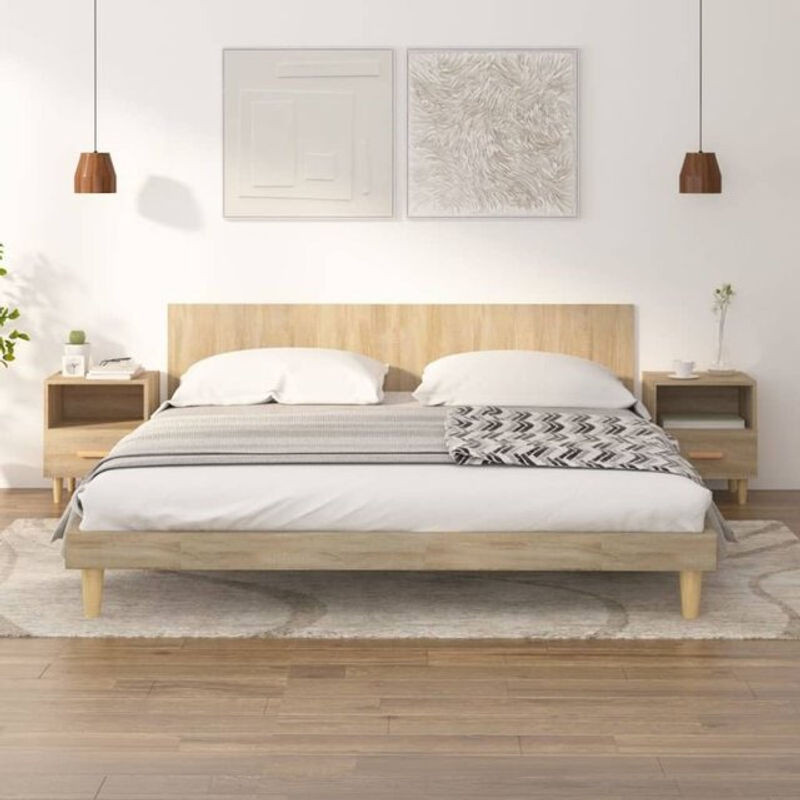 Set aus 2 Nachttischen von Vidaxl in Sonoma-Eiche Natur, Skandinavischer Stil, B/T/H: 40 x 35 x 47 cm - Bild 1