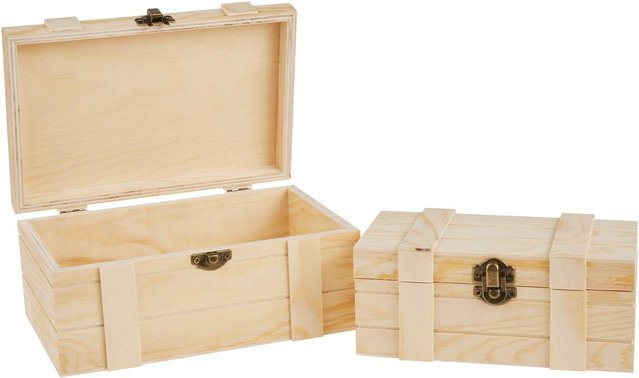 VBS Schatztruhen 2er-Set aus Kiefernsperrholz in Beige - Bild 1