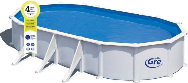 GRE Stahlwand-Pool Atlantis Oval in Weiß, B/T/H: 730 x 375 x 132 cm - Bild 1