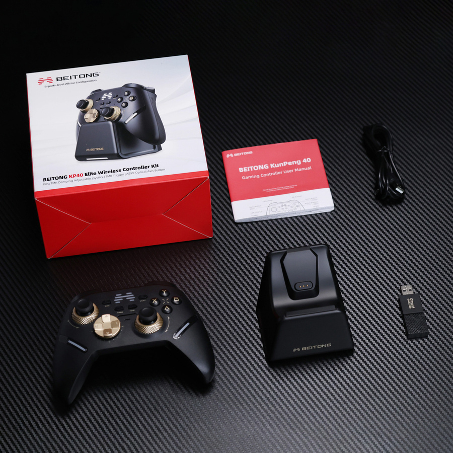 Beitong KP40 Golden Black Elite Kabelloser Controller mit einstellbaren TMR Joysticks für PC, Nintendo Switch, iOS, Android und Steam, Farbe: Gold/Schwarz - Bild 3
