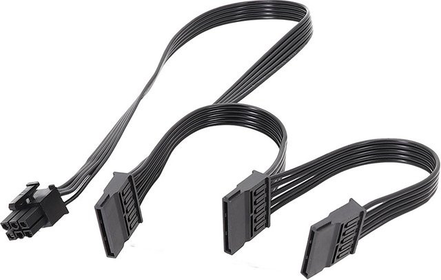 Corsair 6-Pin auf 3 x SATA 15-Pin Flachkabel für Netzteil und Festplatten in Schwarz oder Weiß - Bild 1