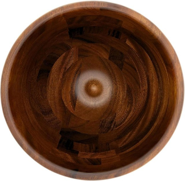 Koogeelife Holz-Rührschüssel mit Edelstahlboden und rutschfester Basis in Schwarz und Braun - Bild 1
