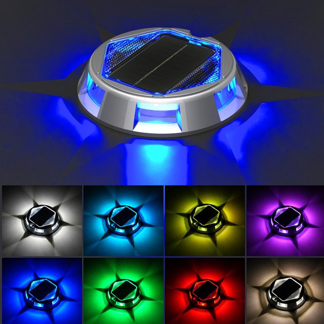 T-SUNRISE 4er Set RGB Solar Bodenleuchten IP68 Wasserdicht Multicolour für Garten und Wege - Bild 1