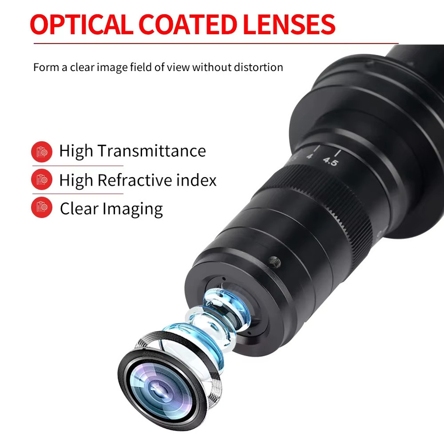 YIZHAN Verstellbares Mikroskop-Objektiv mit optischem Zoom 35X-215X, 50mm Durchmesser und C-Mount-Schnittstelle für Kameras - Bild 3