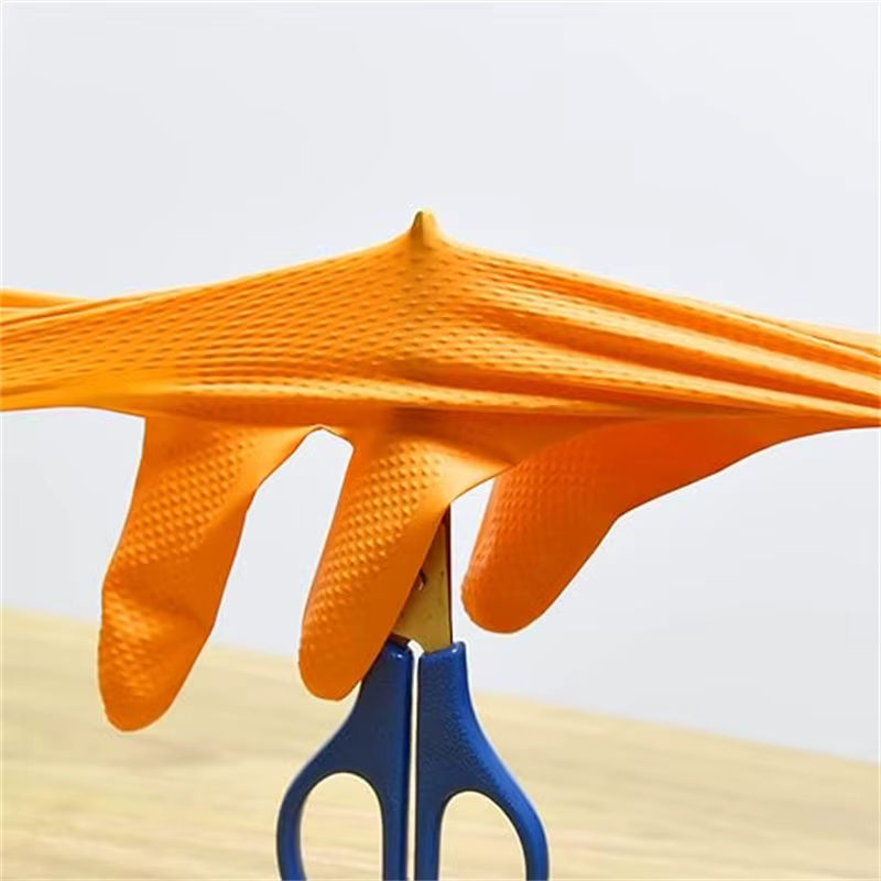 YUMARCH Nitrilhandschuhe in Orange, Einweghandschuhe mit rautenstrukturiertem Griff, Größe XL - Bild 3