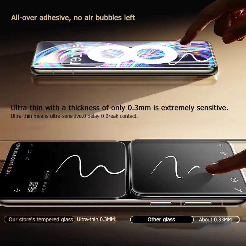 3er-Set gehärtetes Glas als Displayschutz für Realme 8, 6,4 Zoll, transparent, 9H Härte und Fingerabdruck-Entsperrung kompatibel - Bild 5