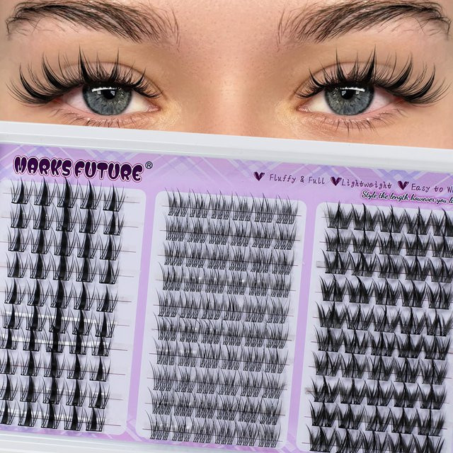 Queenice Manga Spiky Lash Clusters, Wispy Eyelash Clusters, 300 Stück, Natürlich - Bild 1