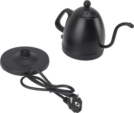 CosyHome Schwanenhals-Wasserkocher aus Edelstahl in Schwarz mit 800 ml Fassungsvermögen und 1000 W Leistung