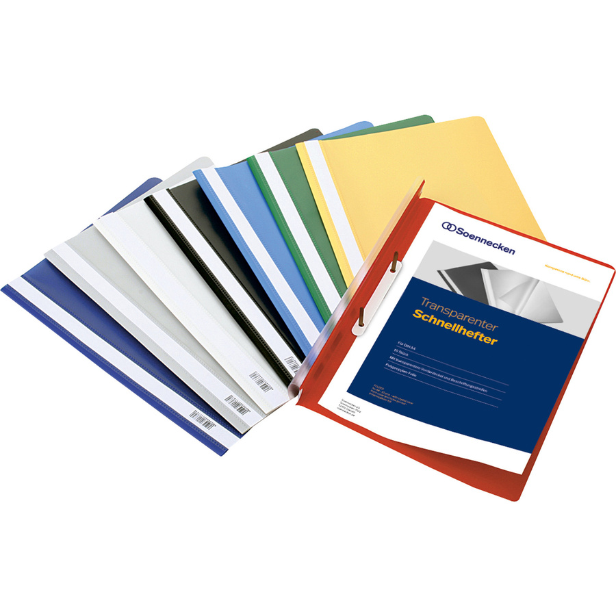 Soennecken Schnellhefter DIN A4 aus Kunststoff, 10er Pack, transparent und mehrfarbig - Bild 2