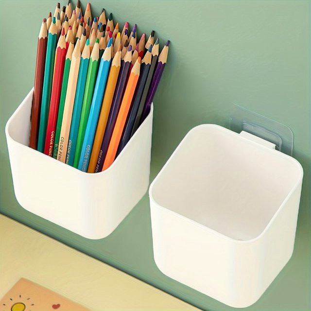 Schreibtisch-Organizer als wandmontierte Aufbewahrungsbox für Schreibwaren in Weiß - Bild 1