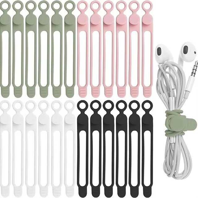 25 Stück Mrgabwte Multi-Funktions Silikon Kabelbinder Elastische Kabel Organizer in Mehrfarbig zur Kabelmanagement und Befestigung - Bild 1