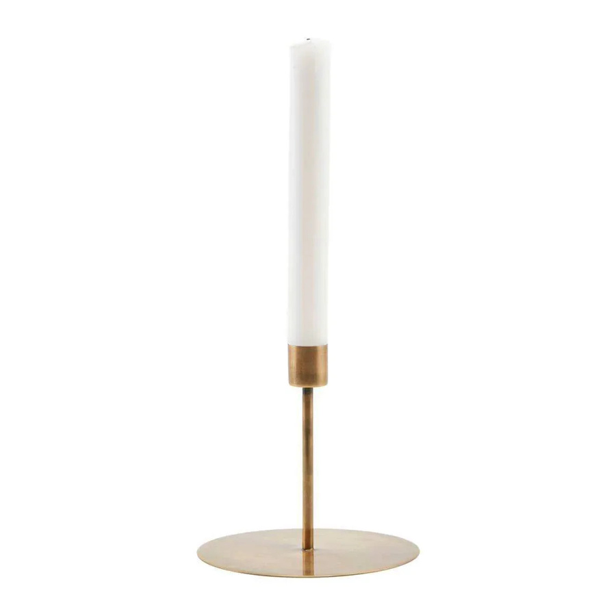 House Doctor Kerzenhalter Antik Gold aus Eisen für Stabkerzen, Höhe: 12 cm - Bild 1