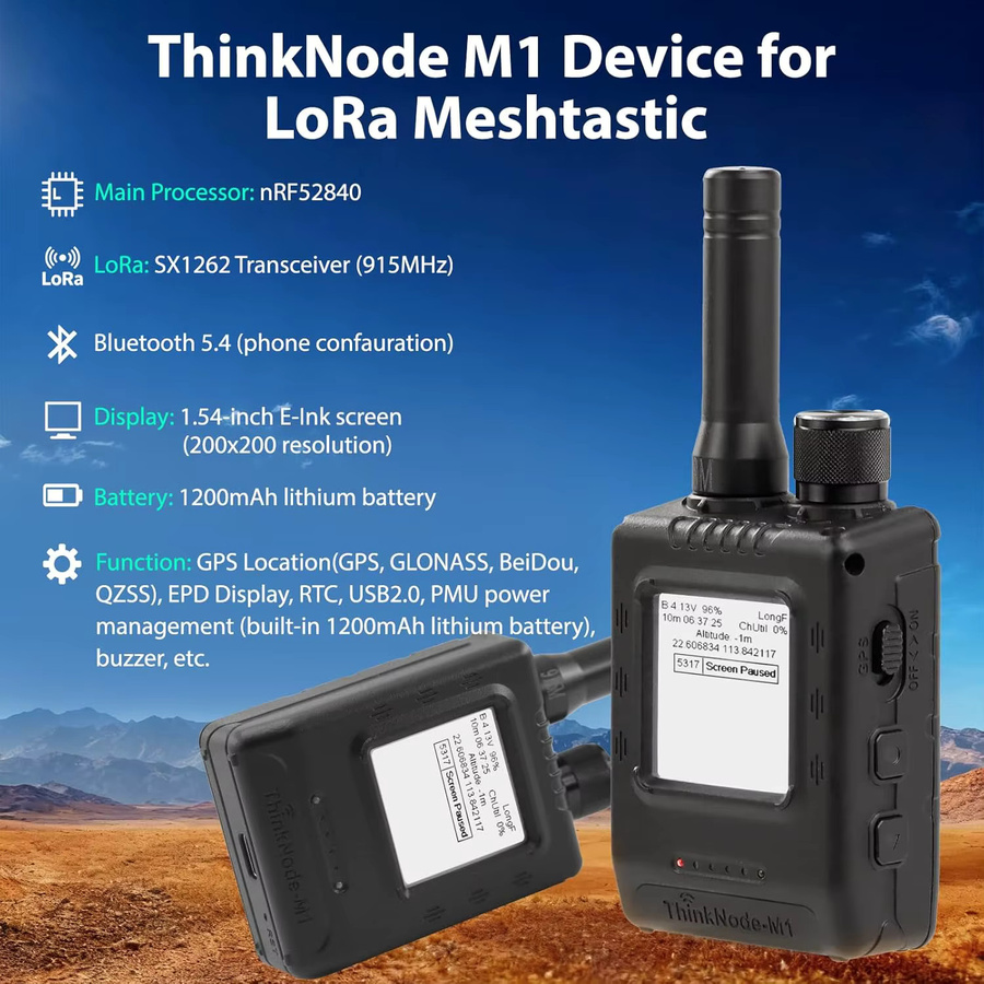 ELECROW Transceiver nRF52840 ThinkNode M1 SX1262 mit GPS für LoRa Meshtastic, Schwarz - Bild 4