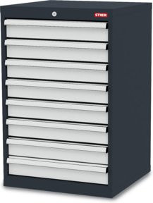 STIER Schubladenschrank mit 8 Schubladen aus Stahl für Werkstatt, Industrie und Büro, B/T/H: 60,0 x 57,5 x 92,0 cm - Bild 1