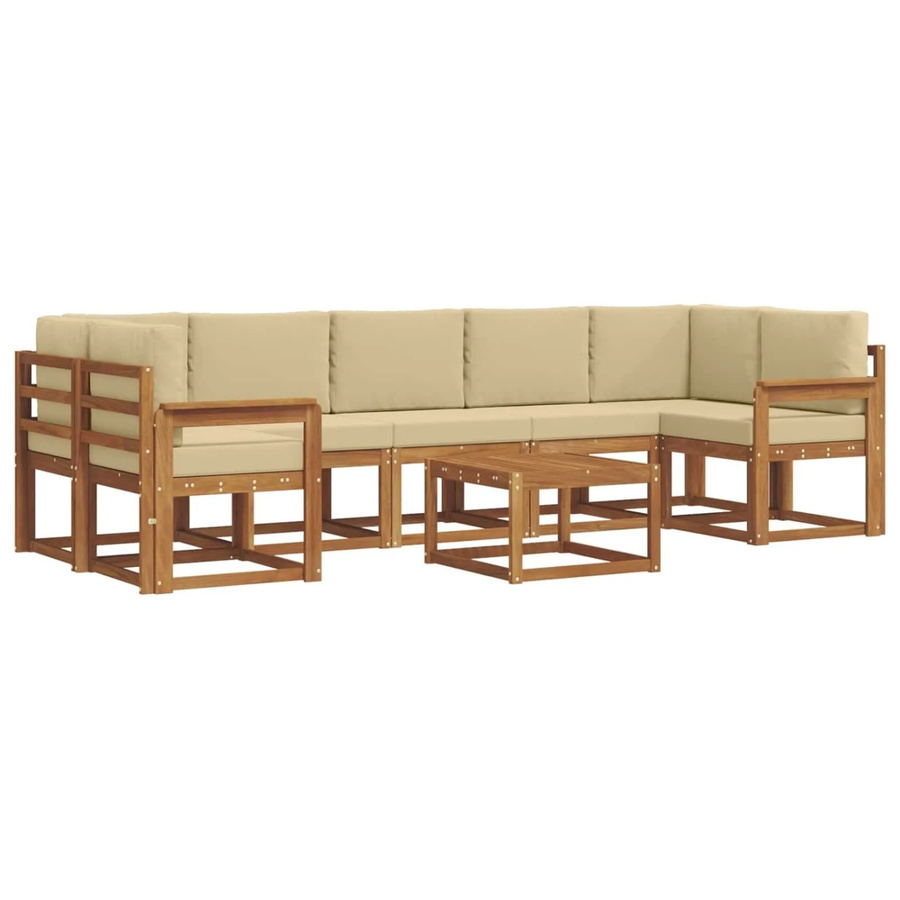 vidaXL Outdoor-Sofagarnitur aus Akazienholz mit 8 Kissen in Natur-Beige - Bild 2