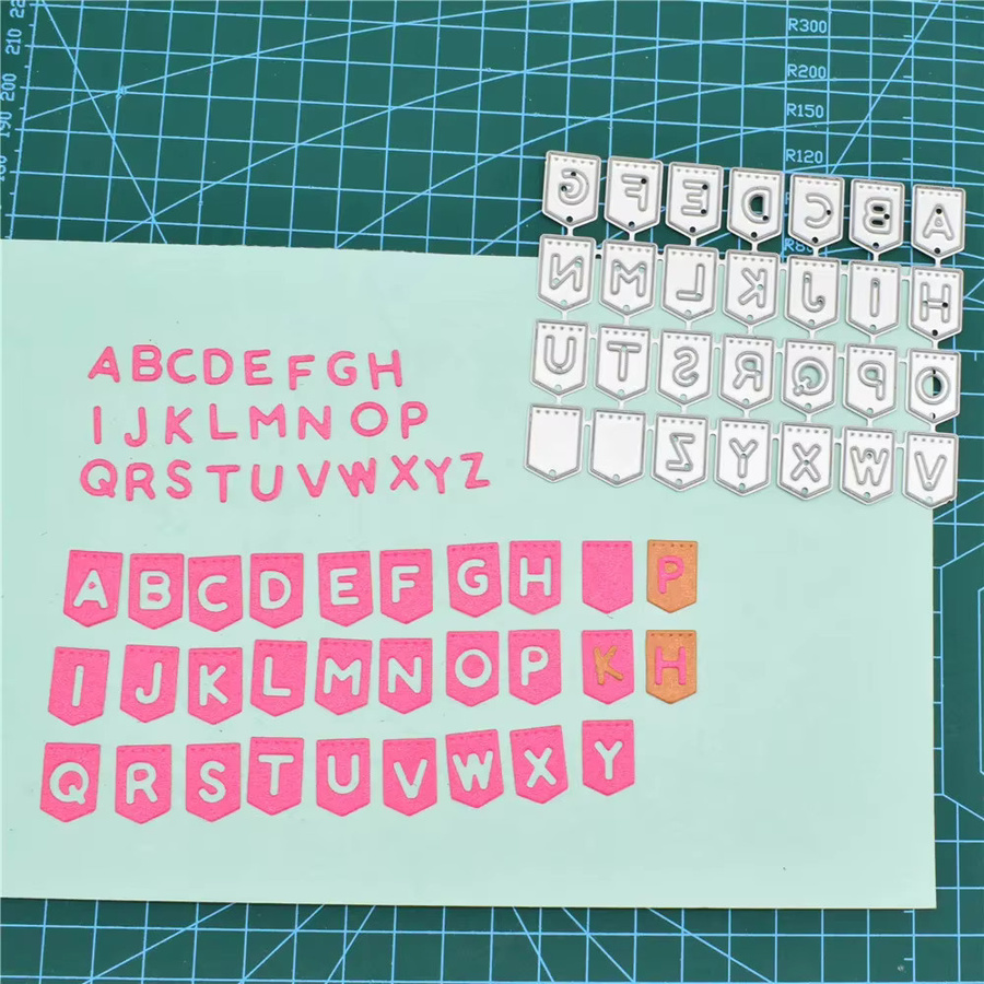 Metall-Stanzformen für Alphabet-Buchstaben und Etiketten in Silber für DIY-Scrapbooking, Kartenherstellung und Prägung - Bild 2