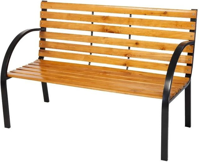 LEX Gartenbank aus Tannenholz und Metall in Braun B/H/T: 122 x 80 x 60 cm - Bild 1