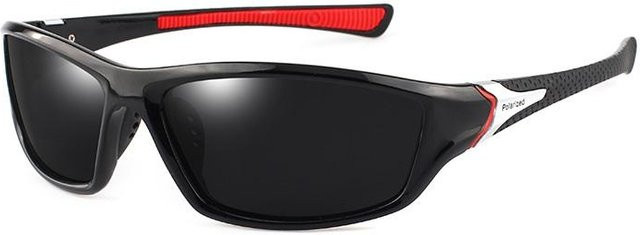 Aoron Sportsonnenbrille Herren, Vollrand, rechteckig, rot/schwarz, Kunststoff - Bild 1