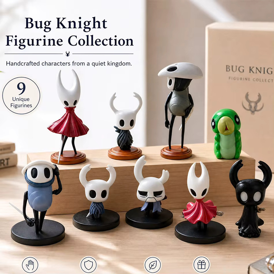 Bandai Hollow Knight Spielfiguren-Set, PVC-Actionfiguren, Hornet, Quirrel & Grub - Bild 3