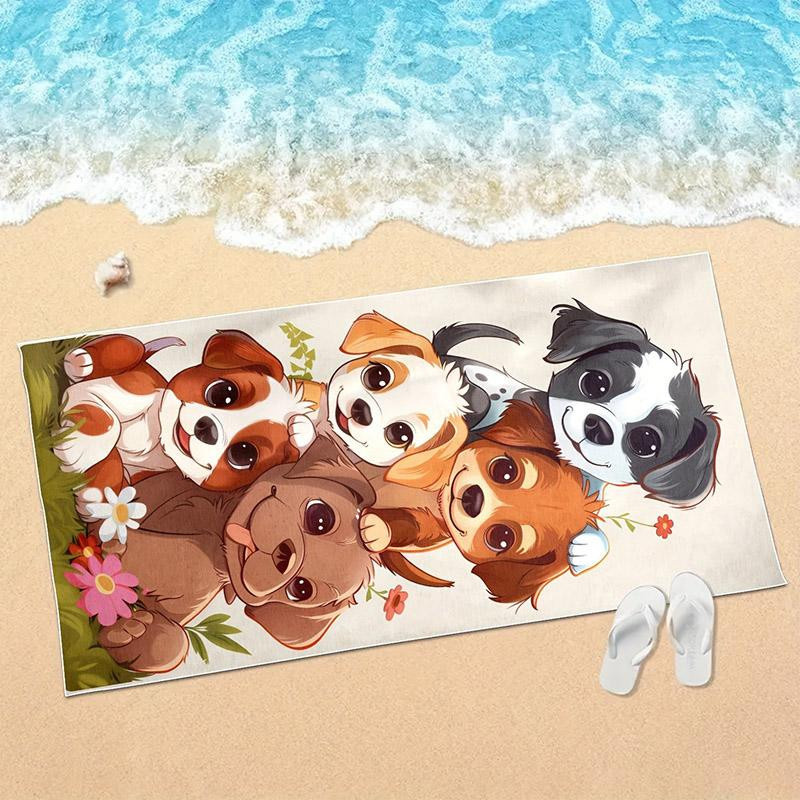 Dalangpa Strandtuch mit Hundedesign, gemustert, winddicht und mit Sonnenschutz, B: 40 cm, H: 60 cm - Bild 2