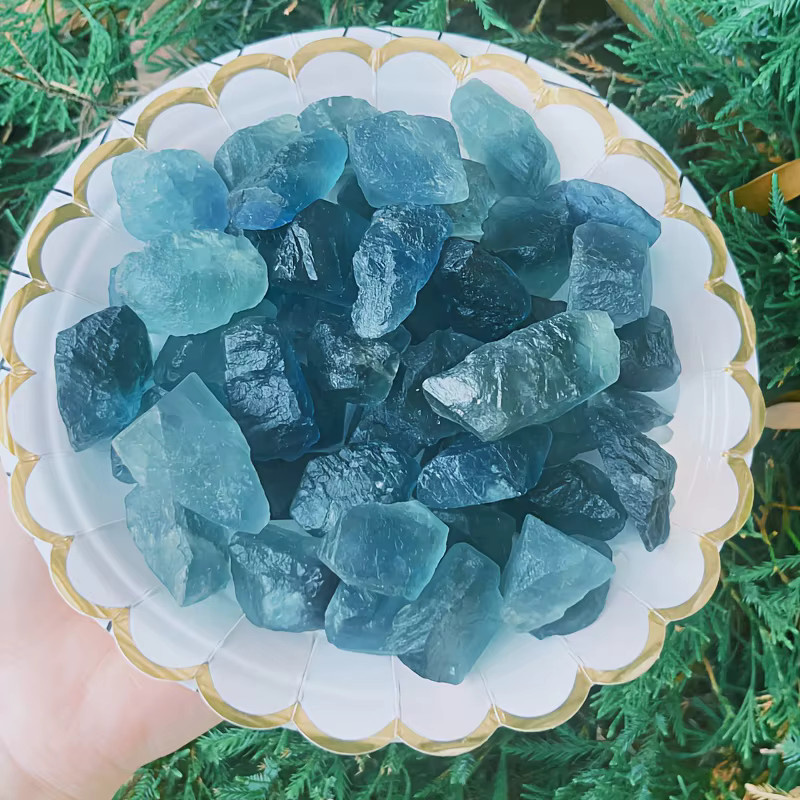 CrystalHola Blauer Fluorit-Rohstein 100 g Natürlicher Mineralkristall - Bild 2