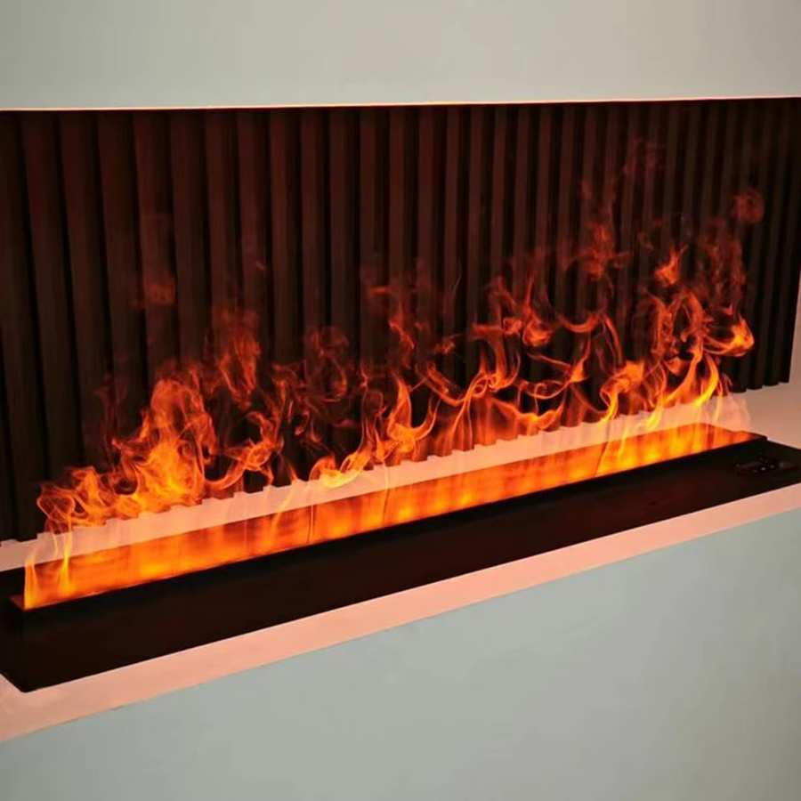 AFLYEVER 3D Smart Elektrokamin in Schwarz mit integriertem Luftbefeuchter, LED-Flammeneffekt und Kaminholz-Soundeffekt aus Glas - Bild 2