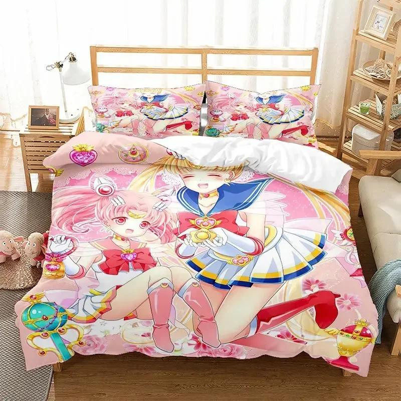 Sailor Moon Bettwäsche-Set mit Bettbezug und Kissenbezug in Multicolor, 3-teilig, B/H: 135 x 200 cm - Bild 1