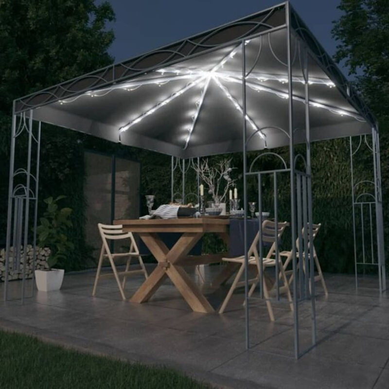 vidaXL Pavillon mit LED-Lichterkette in Anthrazit, B/T: 300 x 300 cm - Bild 1