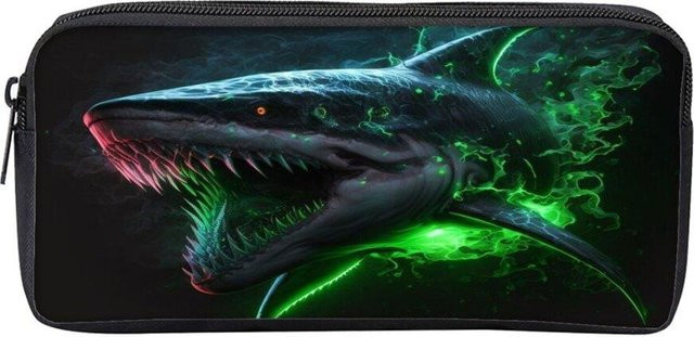 Fancy Style Studio Federmäppchen mit Hai-Meeresmotiv für Kinder, einlagige Federtasche in Multicolour, B/H: 23,0 x 7,0 cm - Bild 1