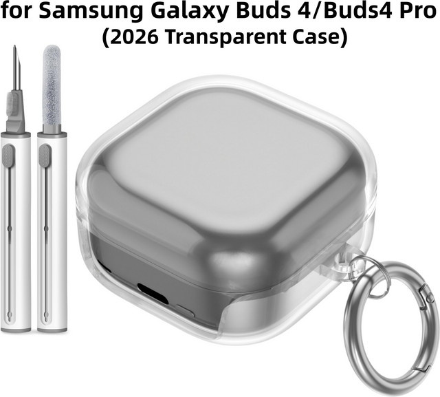 Samsung Galaxy Buds 4 Pro Schutzhülle aus transparentem TPU inklusive Schlüsselanhänger und Reinigungsstift - Bild 1