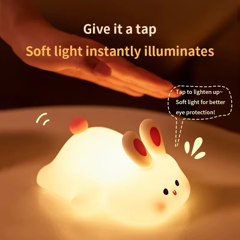 GGBEE LED Nachtlicht Silikon Kaninchen mit Touch Sensor in Weiß - Bild 3