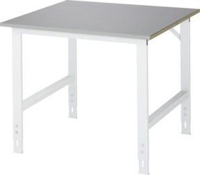 Rau Arbeitstisch Tom höhenverstellbar mit Edelstahlbelag, silber/lichtgrau, B/T/H: 100 x 100 x 76-108 cm - Bild 1