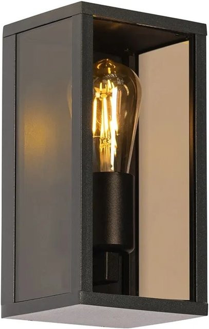 QAZQA Außenwandleuchte Charlois in Schwarz und Bronze aus Aluminium mit Glas, IP44, E27, Höhe: 26 cm - Bild 1