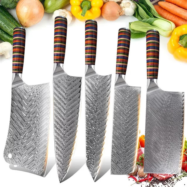 InLeung Damastmesser Cleaver mit Holzgriff - Bild 1
