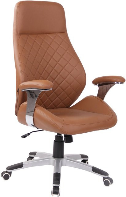 TPFLiving Bürostuhl Lyka in Hellbraun aus Kunstleder mit Armlehnen und Rollen für dein Home-Office, B/T/H: 64 x 74 x 126 cm - Bild 1