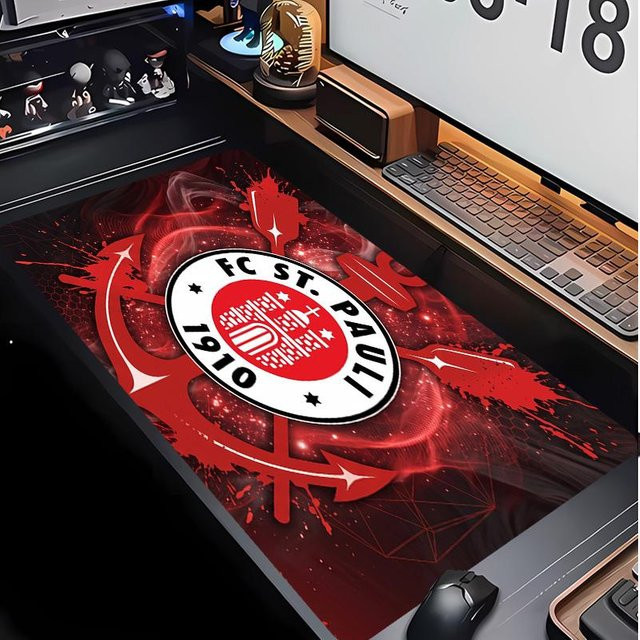 Limi Supply B FC St. Pauli Fußball Mauspad, rutschfeste und wasserdichte Schreibtischmatte in Rot, B/T: 90 x 40 cm - Bild 1