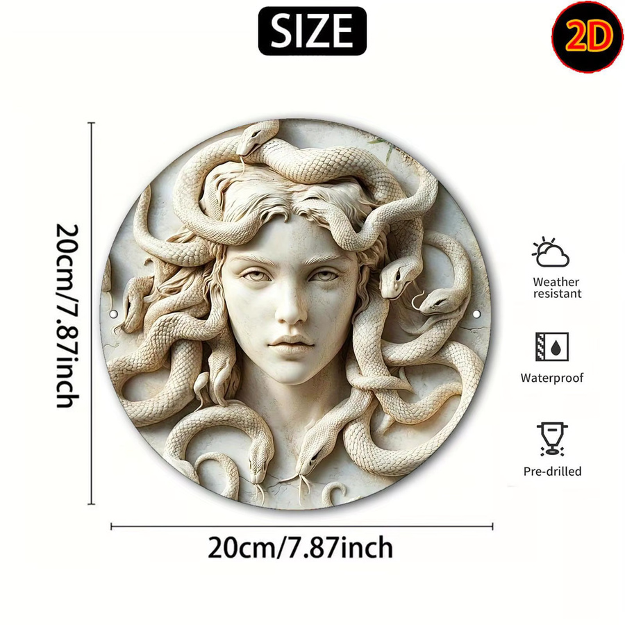 Medusa Wandkunst Metallschild CIFBUY Vintage Griechische Mythologie Deko Wandplakette Beige B/H: 50,8 x 50,8 cm - Bild 6