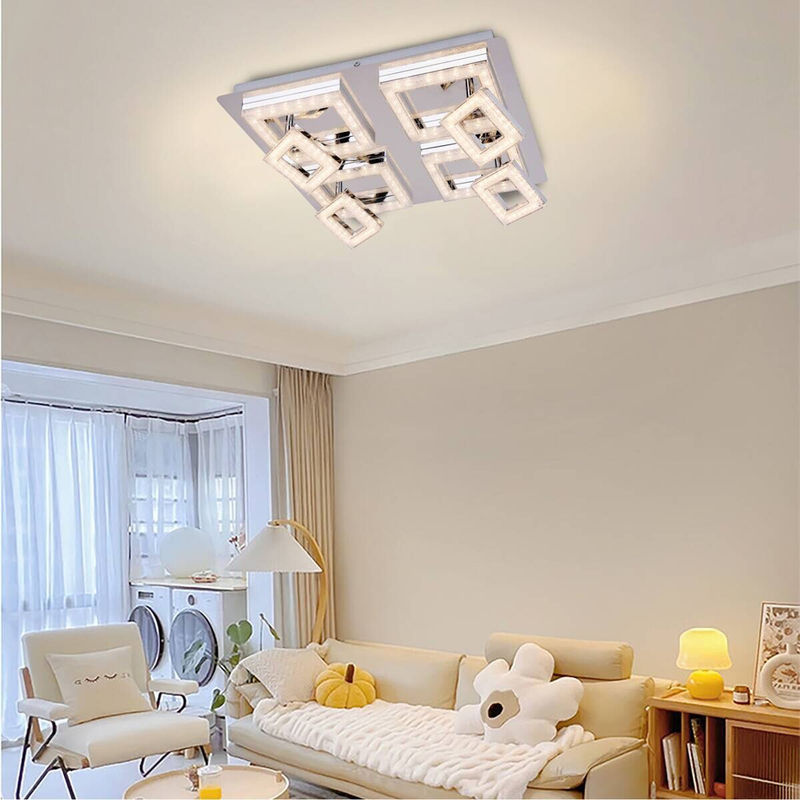 POCOline Deckenleuchte Timo LED in Chrom und Transparent, quadratisch aus Metall und Acryl, B/L: 44 x 44 cm - Bild 3