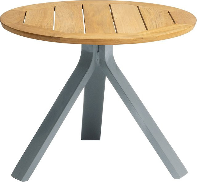 Stern Beistelltisch Freddie mit Teakplatte aus Aluminium in Graphit, Durchmesser: 55 cm - Bild 1